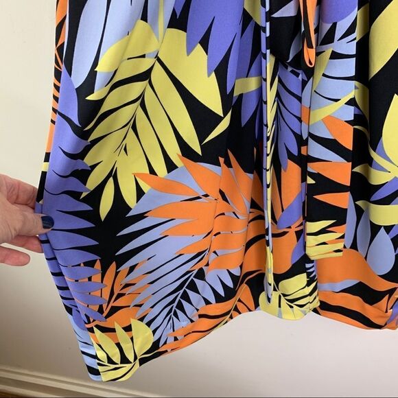 Moda International V-Neck Vivid Colorful Tropical Sleeveless Dress Sz 8 - Picture 5 of 9